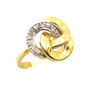 Anello Diamanti Oro Giallo Bianco 18kt
