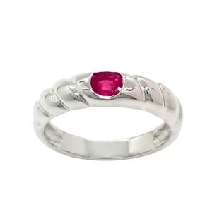 Anello Torchon Rubino Oro Bianco 18kt