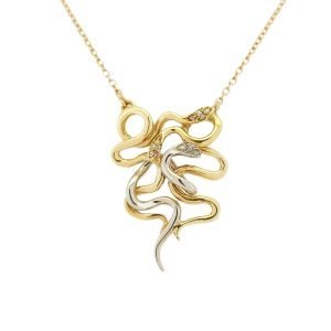 Collana Serpenti Intrecciati Diamanti Oro 18kt