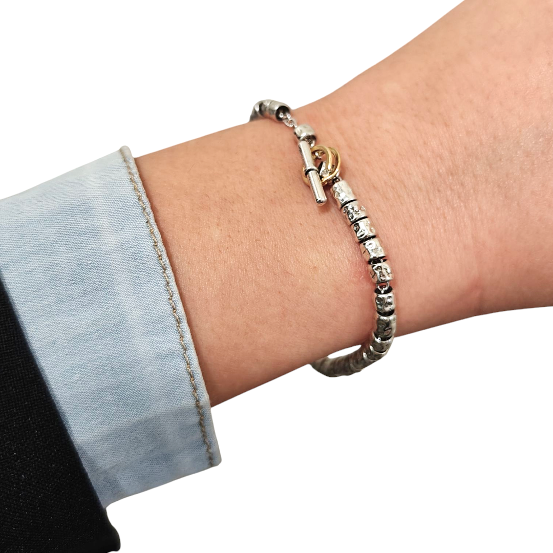 Bracciale Dodo Granelli Argento 925 e Oro 18 carati 3 Bracciale Dodo Granelli Argento 925 indossato