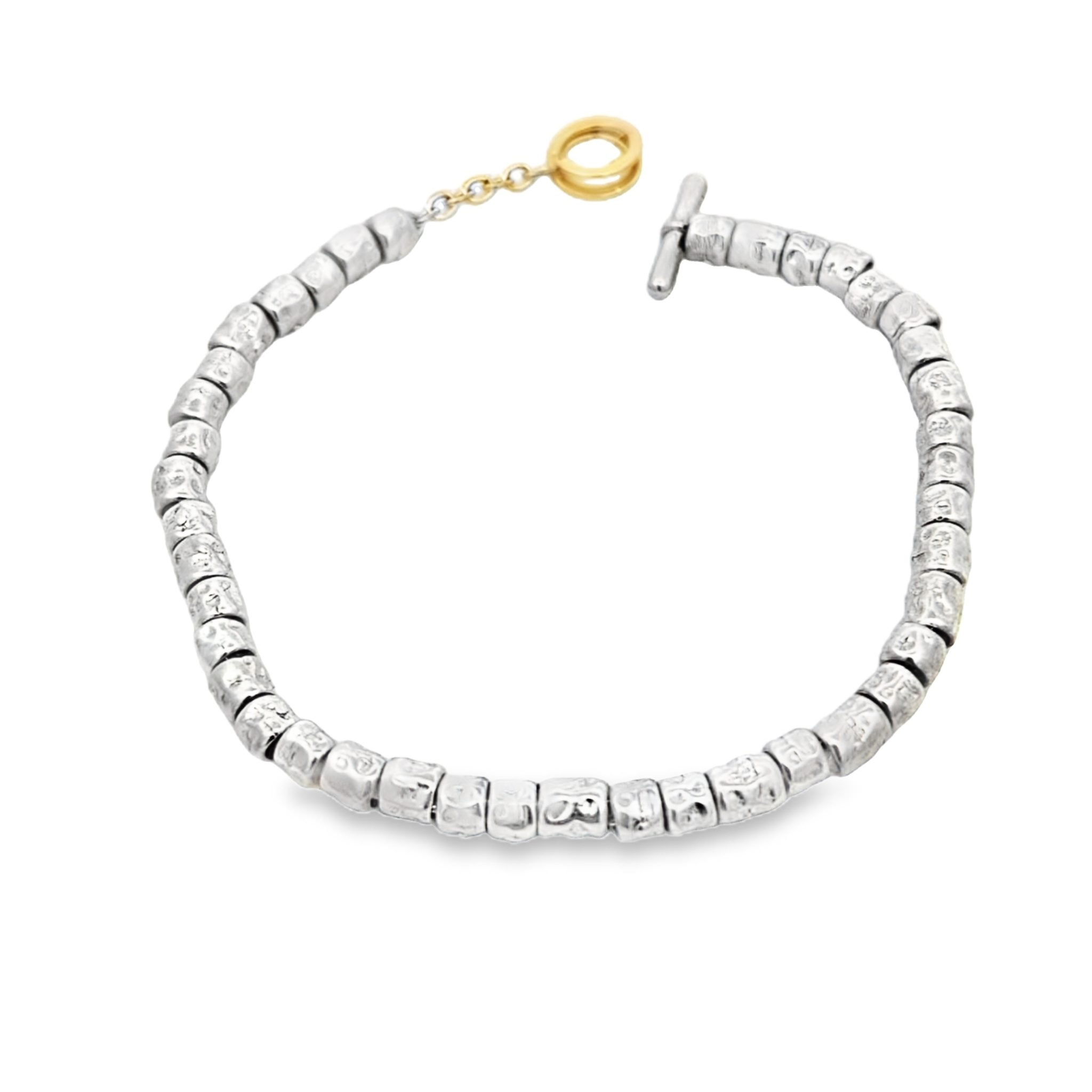 Bracciale Dodo Granelli Argento 925 e Oro 18 carati 2 Bracciale Dodo Granelli Argento 925 Chiusura a T-bar con Anello Brisè