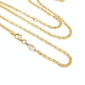 Home 33 Collana Uomo Maglia Occhio di Pernice Oro Giallo e Bianco 18 Carati