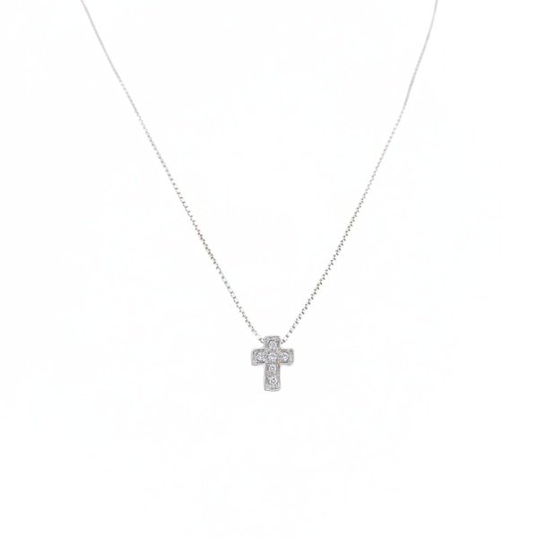 Collana con Croce Diamanti Oro Bianco 18 Carati 3 Collana con Croce Diamanti Oro Bianco 18 Carati