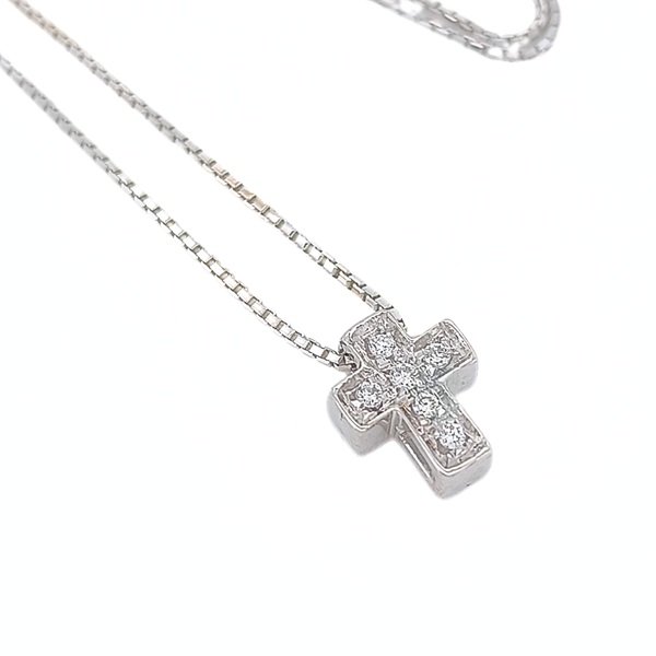 Collana con Croce Diamanti Oro Bianco 18 Carati 2 Collana con Croce Diamanti Oro Bianco 18 Carati